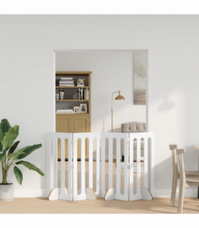 vidaXL Folding Pet Fence 4 pcs White 201 x 38 x 90 cm Engineered Wood