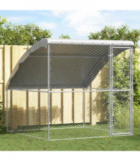 vidaXL Dog Kennel with Storage Silver 2 x 2 x 2 m Galvanised steel