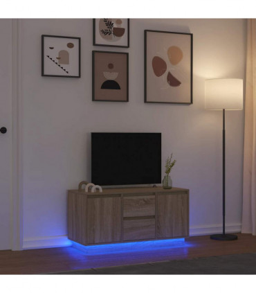 vidaXL TV Cabinet with LED Lights Sonoma Oak 100x41x50 cm