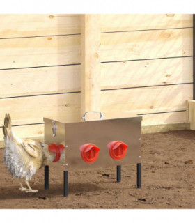vidaXL Chicken Feeder 2 pcs Silver 41.5 x 20.5 x 33 cm