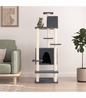 vidaXL Cat Tree with Sisal Scratching Posts Dark Grey 154 cm