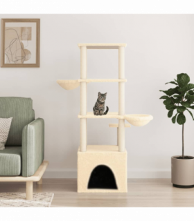 vidaXL Cat Tree with Sisal Scratching Posts Cream 147 cm