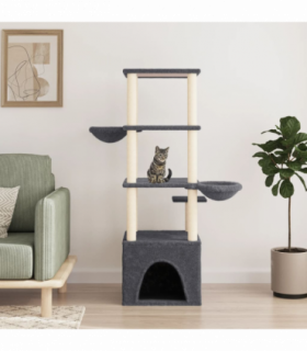 vidaXL Cat Tree with Sisal Scratching Posts Dark Grey 147 cm