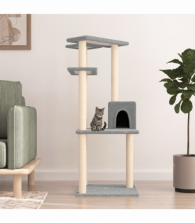 vidaXL Cat Tree with Sisal Scratching Posts Light Grey 123 cm