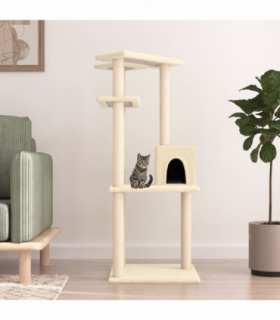 vidaXL Cat Tree with Sisal Scratching Posts Cream 123 cm