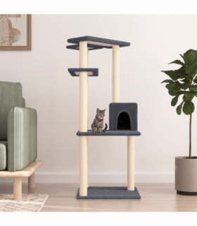 vidaXL Cat Tree with Sisal Scratching Posts Dark Grey 123 cm