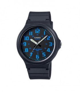 Casio Men's Analogue Blue Number Black Dial Watch - MW-240-2BVDF