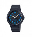 Casio Men's Analogue Blue Number Black Dial Watch - MW-240-2BVDF