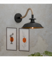 Industrial Black Rope Wall Lamp | 26cm Metal Top Shade Fixture ~6475