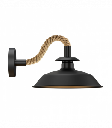 Industrial Black Rope Wall Lamp | 26cm Metal Top Shade Fixture ~6475