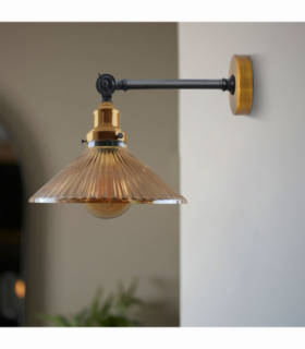 Industrial Adjustable Brass and Glass Vintage Style Wall Light   ~2118