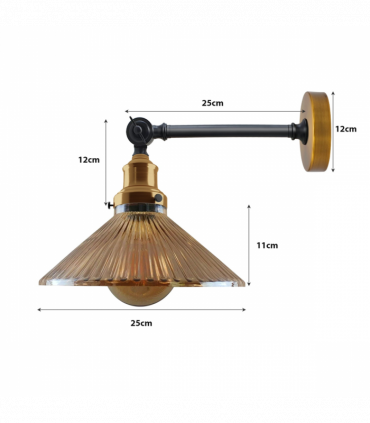 Industrial Adjustable Brass and Glass Vintage Style Wall Light   ~2118
