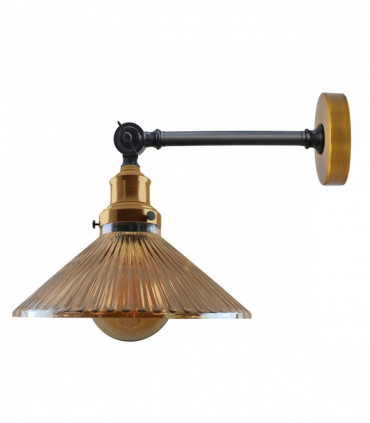 Industrial Adjustable Brass and Glass Vintage Style Wall Light   ~2118