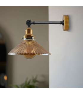 Industrial Adjustable Brass and Glass Vintage Style Wall Light   ~2118