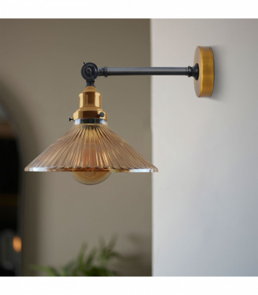 Industrial Adjustable Brass and Glass Vintage Style Wall Light   ~2118