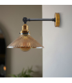 Industrial Adjustable Brass and Glass Vintage Style Wall Light   ~2118