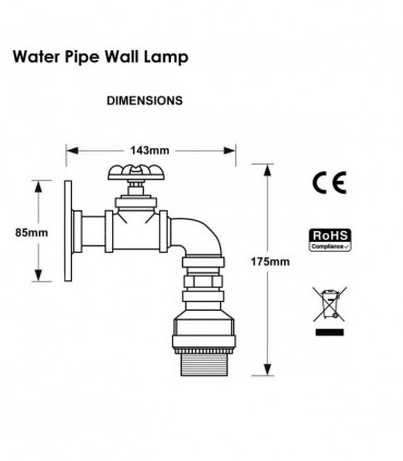 Industrial E27 Rustic Water Pipe Wall Light Fitting Industrial Sconce~2886