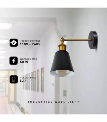 Industrial  Metal Wall Mounted Wall lamp Fitting E27 Wall Lighting Fixture ~6212
