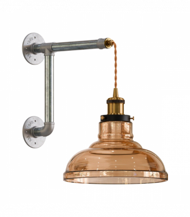 Industrial Conduit Wall Light Kit | Amber Glass Shade ~6119