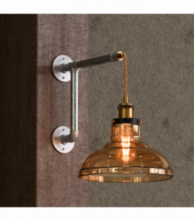 Industrial Conduit Wall Light Kit | Amber Glass Shade ~6119
