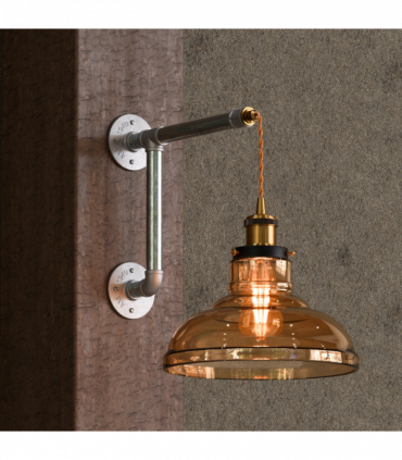 Industrial Conduit Wall Light Kit | Amber Glass Shade ~6119
