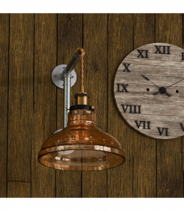 Industrial Conduit Wall Light Kit | Amber Glass Shade ~6119