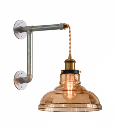 Industrial Conduit Wall Light Kit | Amber Glass Shade ~6119