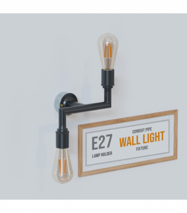 Industrial Conduit Pipe 2way Light Wall Lamp kit ~5702