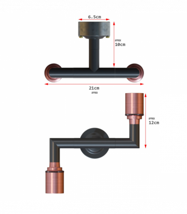 Industrial Conduit Pipe 2way Light Wall Lamp kit ~5702