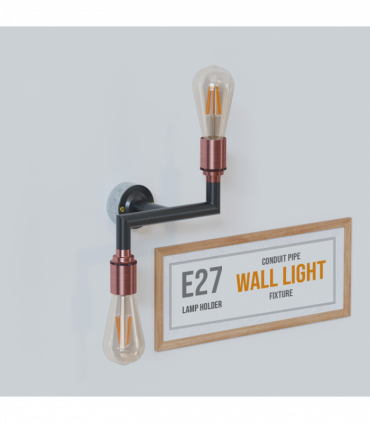 Industrial Conduit Pipe 2way Light Wall Lamp kit ~5702