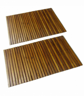 2 pcs Acacia Bath Mat 80 x 50 cm
