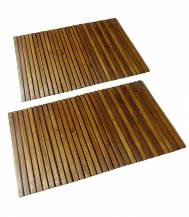 2 pcs Acacia Bath Mat 80 x 50 cm