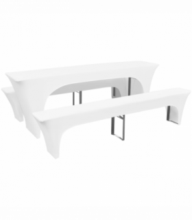 3 Slipcovers for Beer Table and Benches Stretch White 220 x 70 x 80 cm