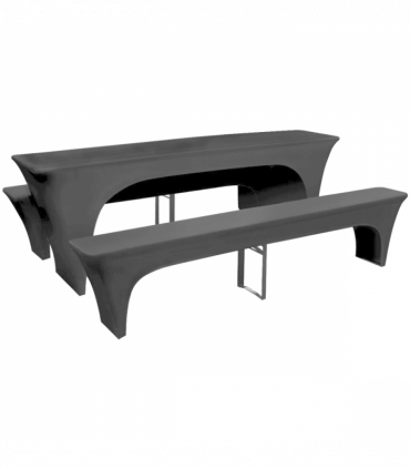 3 Slipcovers for Beer Table and Benches Stretch Black 220 x 50 x 80 cm