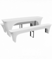 3 Slipcovers for Beer Table and Benches Stretch White 220 x 50 x 80 cm