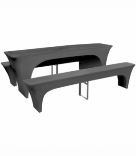 3 Slipcovers for Beer Table and Benches Stretch Black 220 x 70 x 80 cm