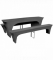 3 Slipcovers for Beer Table and Benches Stretch Black 220 x 70 x 80 cm
