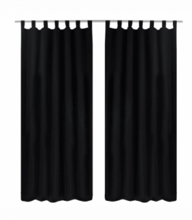 2 pcs Black Micro-Satin Curtains with Loops 140 x 245 cm