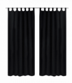 2 pcs Black Micro-Satin Curtains with Loops 140 x 245 cm