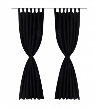 2 pcs Black Micro-Satin Curtains with Loops 140 x 245 cm
