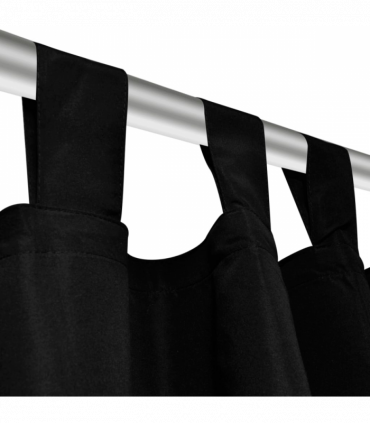 2 pcs Black Micro-Satin Curtains with Loops 140 x 245 cm