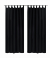 2 pcs Black Micro-Satin Curtains with Loops 140 x 175 cm