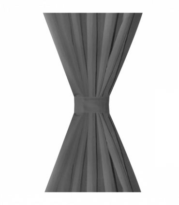 2 pcs Black Micro-Satin Curtains with Loops 140 x 175 cm