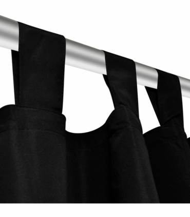 2 pcs Black Micro-Satin Curtains with Loops 140 x 175 cm
