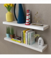 2 White MDF Floating Wall Display Shelves Book/DVD Storage