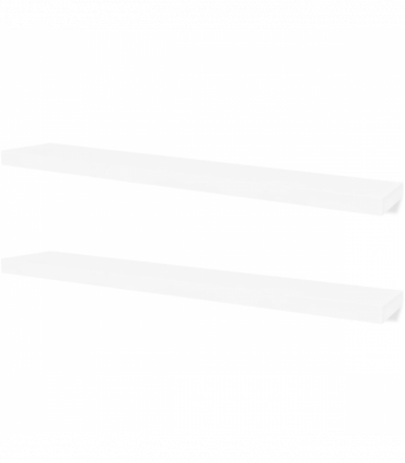 2 White MDF Floating Wall Display Shelves Book/DVD Storage