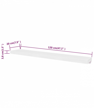 2 White MDF Floating Wall Display Shelves Book/DVD Storage