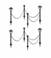vidaXL Solar Lights 4 pcs with Chain Fence and Poles