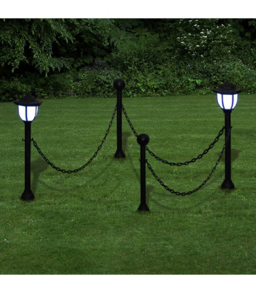 vidaXL Solar Lights 4 pcs with Chain Fence and Poles