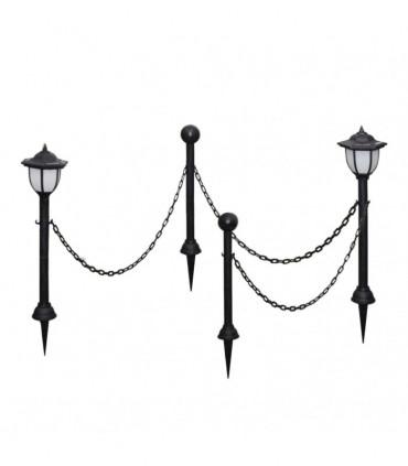 vidaXL Solar Lights 4 pcs with Chain Fence and Poles